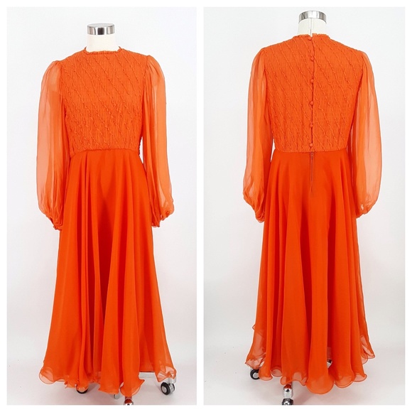 bill blass Dresses & Skirts - Vintage 80’s Bill Blass Dress couture 10 Orange